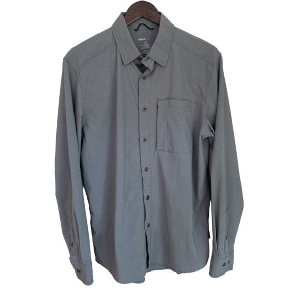Swiss+Tech Gray Long Sleeve Button Up Shirt - Medium - Picture 1 of 4